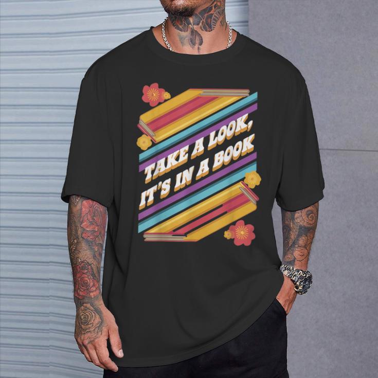 Retro Style Take a Look It's In a Book T-Shirt Gifts for Him