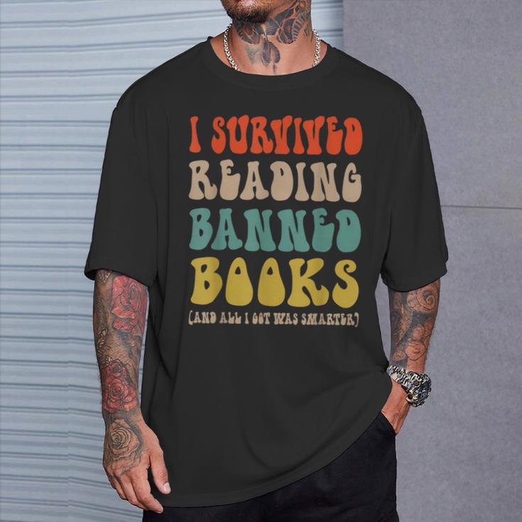 Retro I Survived Reading Banned Books And Got Smarter T-Shirt Gifts for Him