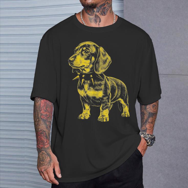Rocker ダックスフント パンク メタル ロックンロール ミュージック ドッグ Tシャツ 彼への贈り物