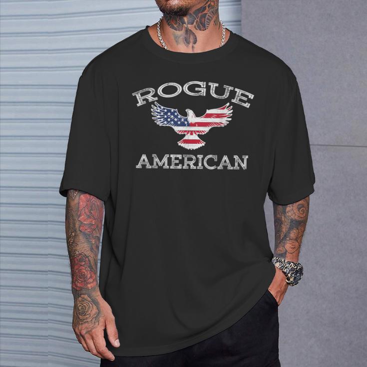 Rogue America ユーズド加工 アメリカ国旗 イーグル Tシャツ 彼への贈り物