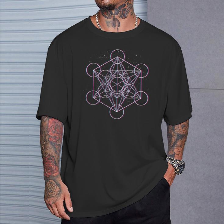 Sacred Geometry メタトロン キューブ Psy Trance Yoga Dmt Lsd Goa Tシャツ 彼への贈り物