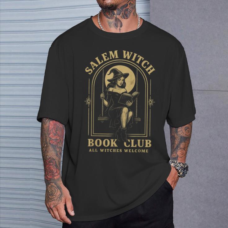 Salem Witch Book Club Bookish Halloween Full Moon Reader T-Shirt Gifts for Him