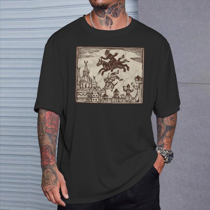 Satanic Occult Midnight Ride ゴスホラー 美的 木版画 長袖tシャツ Tシャツ 彼への贈り物