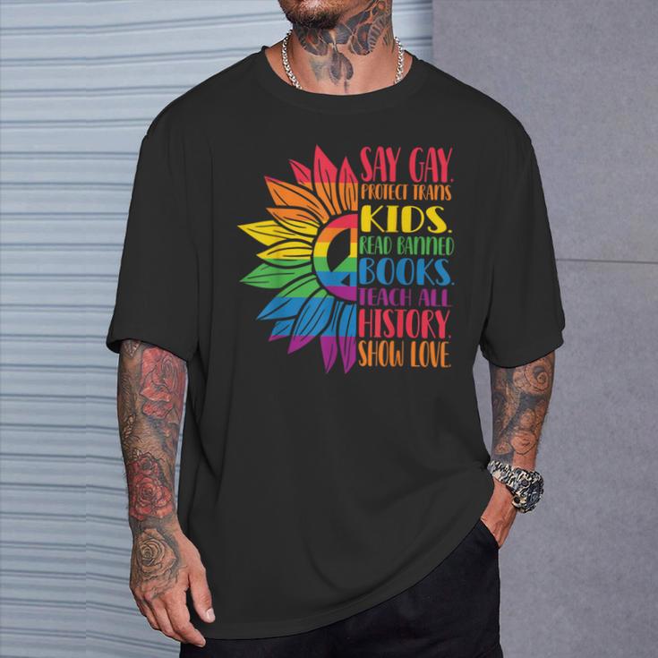 Say Gay Protect Trans Kids Read Banned Books Pride Month T-Shirt Gifts for Him Say Gay Protect Trans Kids Read Banned Books Pride Month T-Shirt Gifts for Him