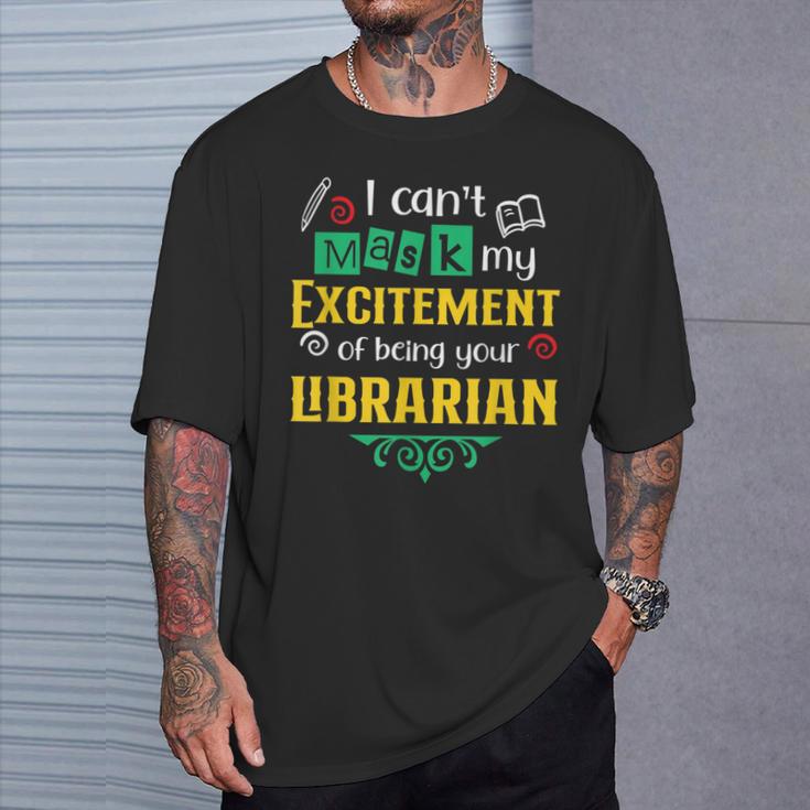 School Librarian Assistant Mask Book Reading Library T-Shirt Gifts for Him School Librarian Assistant Mask Book Reading Library T-Shirt Gifts for Him