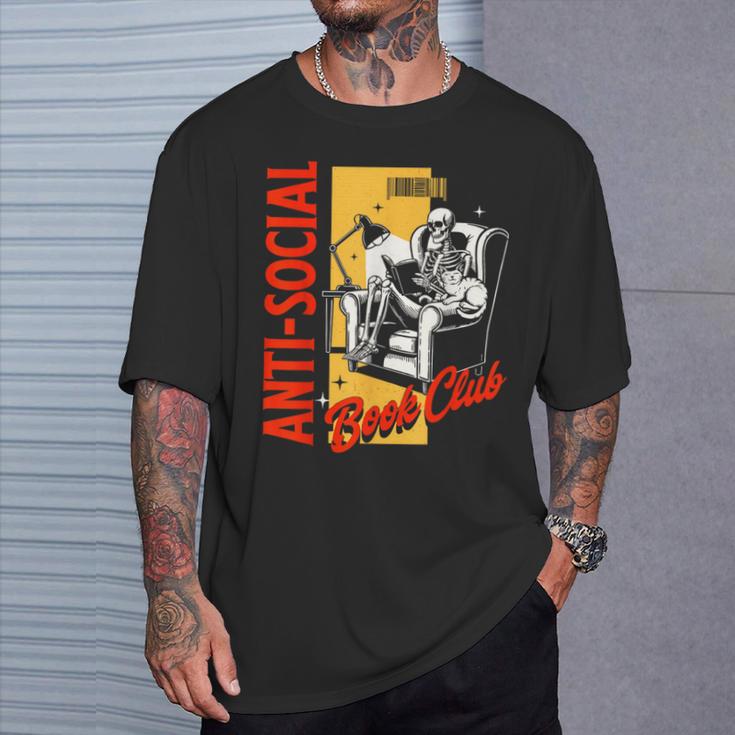 Skeleton Reads a Book Anti Social Book Club T-Shirt Gifts for Him Skeleton Reads a Book Anti Social Book Club T-Shirt Gifts for Him