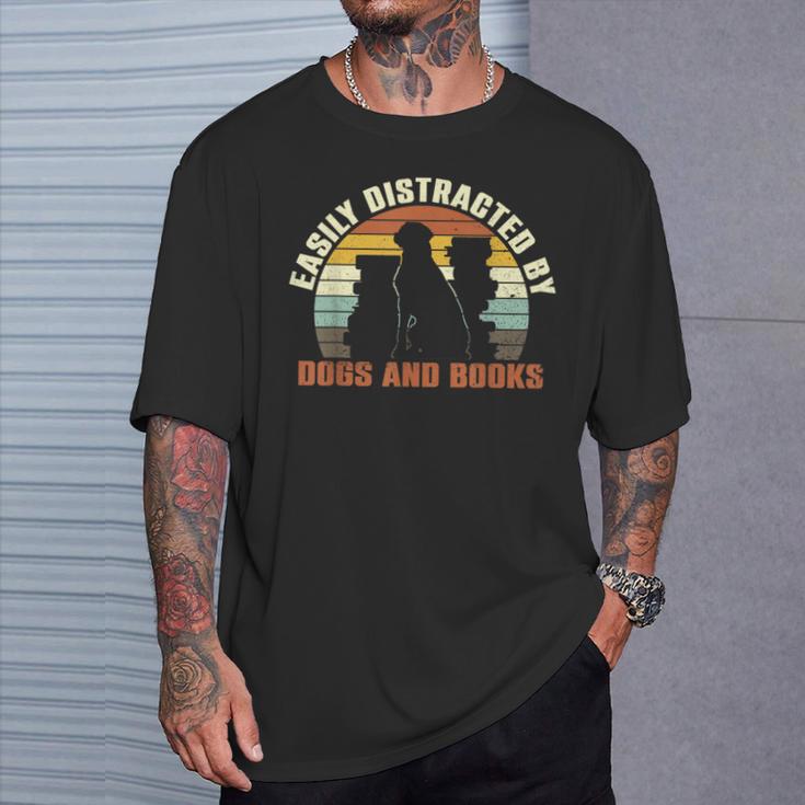 Slightly Distracted From Dogs And Books Retro Vintage T-Shirt Gifts for Him Slightly Distracted From Dogs And Books Retro Vintage T-Shirt Gifts for Him