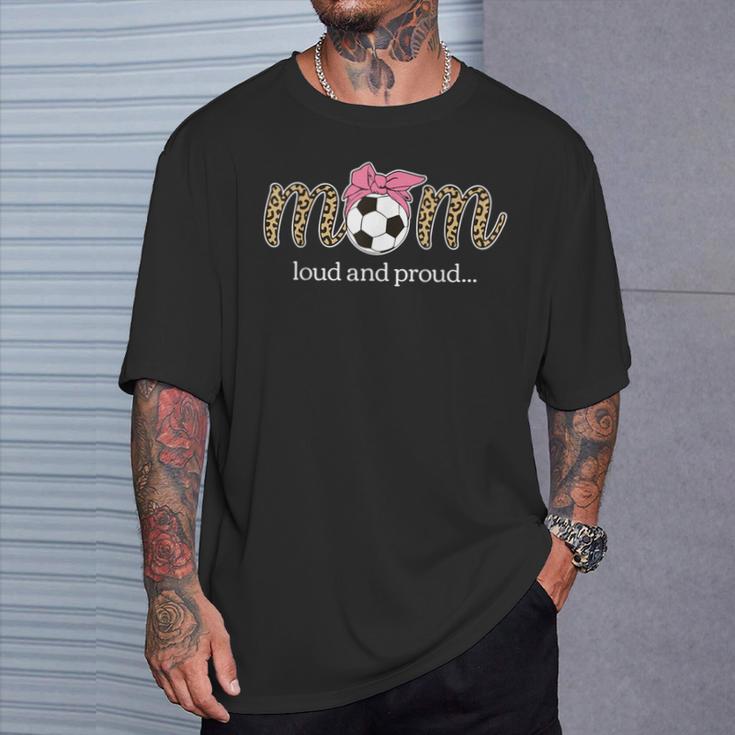 Soccer Mom Loud And Proud Coquette Bow Pink Mother Womens T-Shirt Gifts for Him