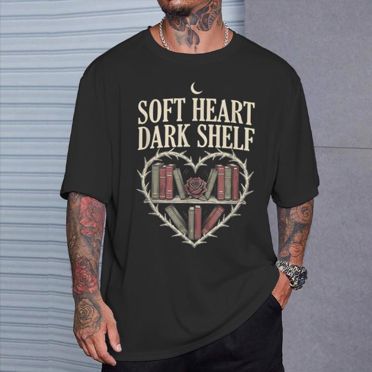 Soft Heart Dark Shelf Dark Romance Book Lover Goth Reading T-Shirt Gifts for Him