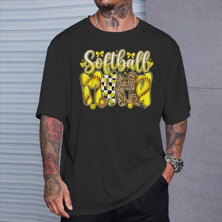 Softball Mama Leopard Bow Coquette Cute Softball Mom T-Shirt Gifts for Him Softball Mama Leopard Bow Coquette Cute Softball Mom T-Shirt Gifts for Him