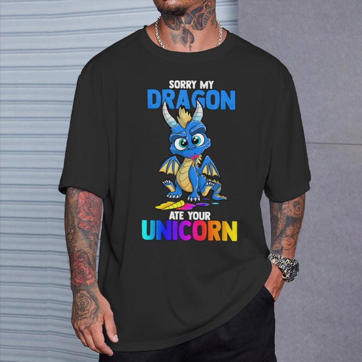 Sorry My Dragon Ate Your Unicorn Cute Book Lover T-Shirt Gifts for Him