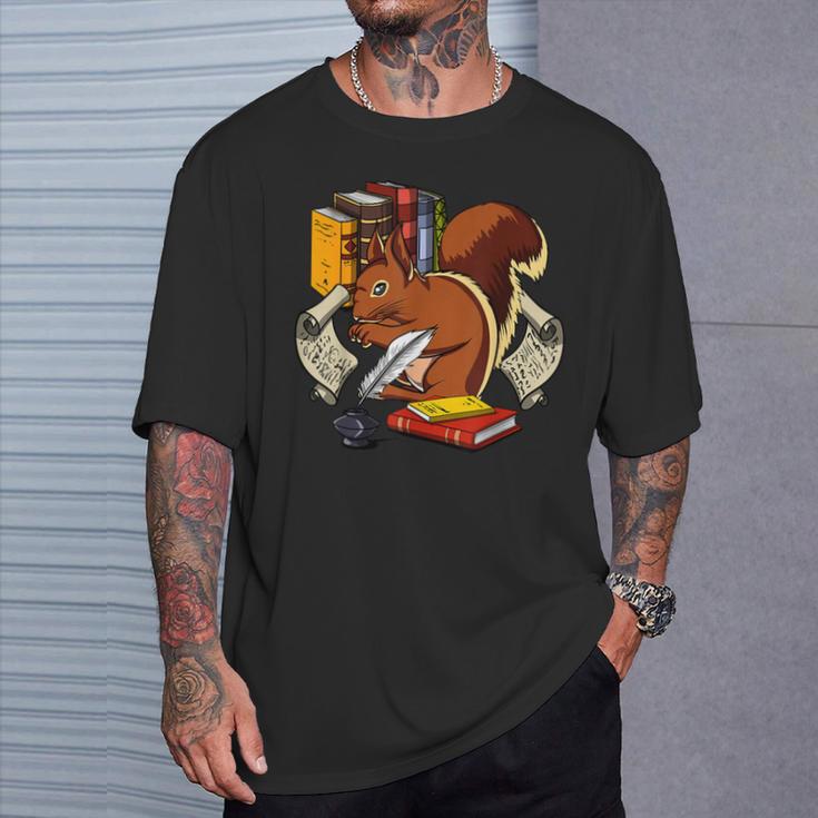 Squirrel Reading Book Cute Forest Animal T-Shirt Gifts for Him Squirrel Reading Book Cute Forest Animal T-Shirt Gifts for Him