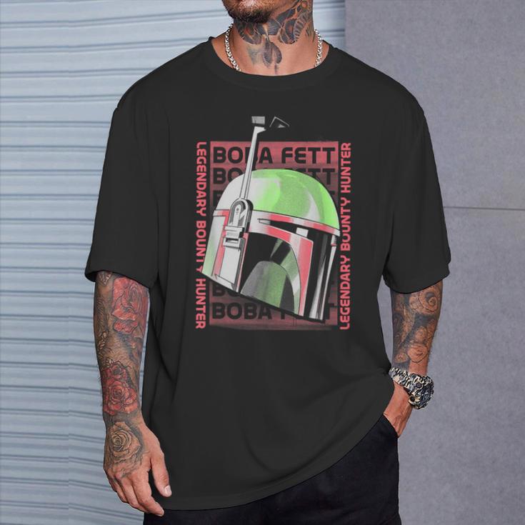 Star Wars The Book Of Boba Fett Helmet Text Stack T-Shirt Gifts for Him