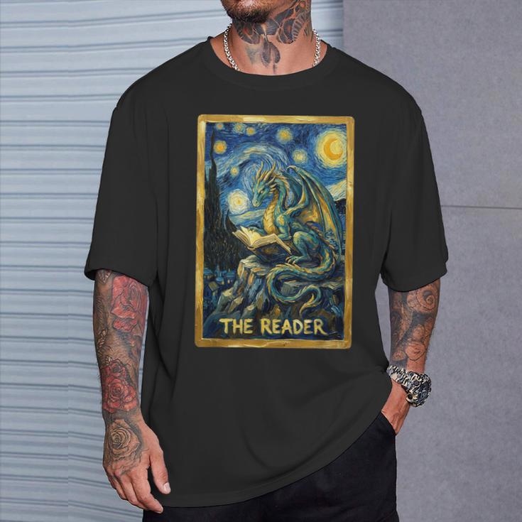Starry Dragon Reading Book The Reader Fantasy Reader T-Shirt Gifts for Him Starry Dragon Reading Book The Reader Fantasy Reader T-Shirt Gifts for Him
