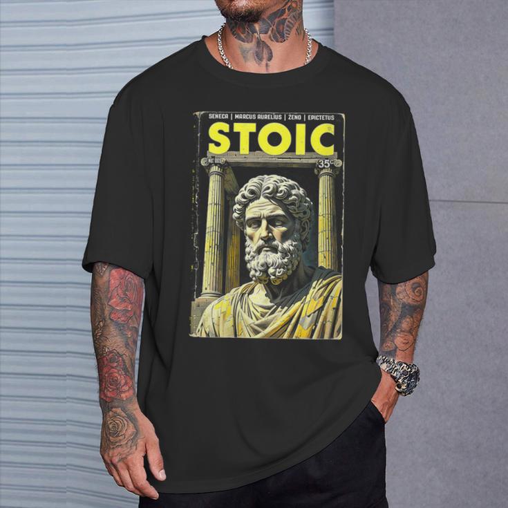 Stoic Philosophy Vintage Book Cover Stoicism Philosopher T-Shirt Gifts for Him