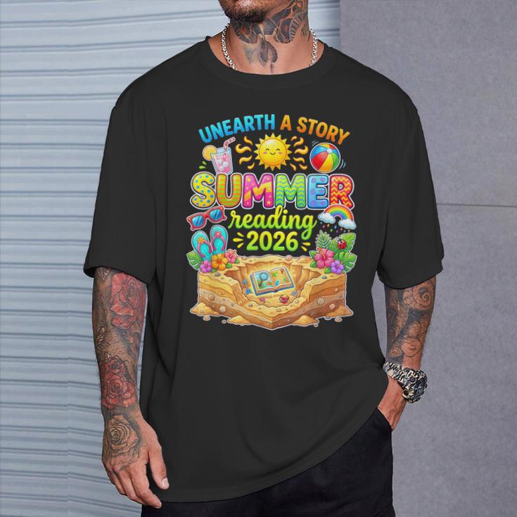 Summer Reading 2026 Unearth a Story Book Reading T-Shirt Gifts for Him