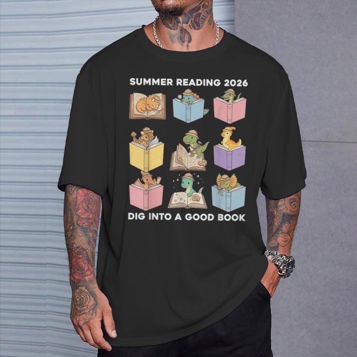Summer Reading 2026 Unearth A Story Dinosaur Books Readers T-Shirt Gifts for Him