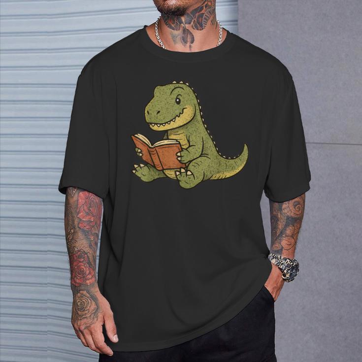 T-Rex Dinosaur Reading Book Nerd T-Shirt Gifts for Him T-Rex Dinosaur Reading Book Nerd T-Shirt Gifts for Him
