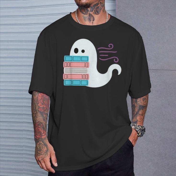 Threadless Grey Sky Chai Trans Book Pride Ghost Graphic T-Shirt Gifts for Him
