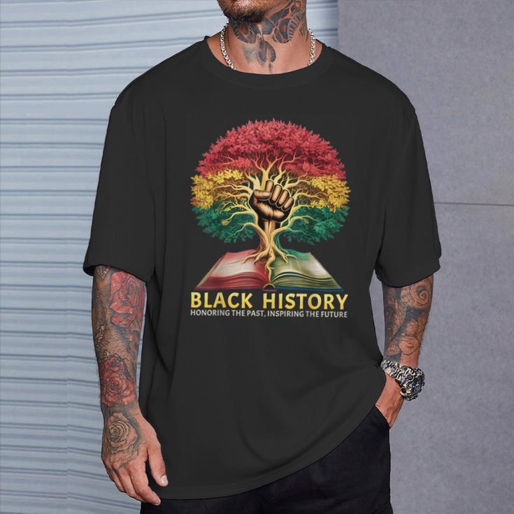 History Inspiring Future Fist Tree Book Roots T-Shirt Gifts for Him