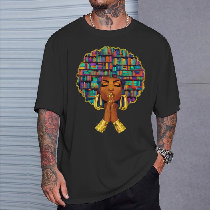 History Month Afro Women Book Lover Librarian Teacher T-Shirt Gifts for Him