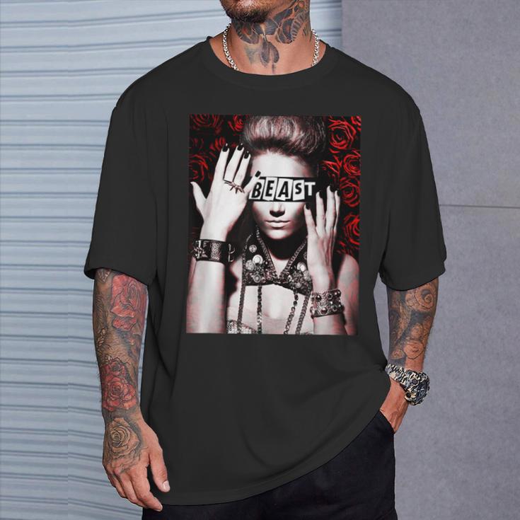 Trendy Floral Beast Girl Photo Tシャツ 彼への贈り物