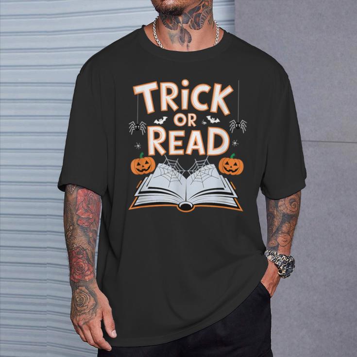 Trick Or Read Reading Book Halloween Pun T-Shirt Gifts for Him