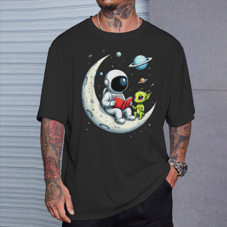 UFO Alien Astronaut Reading Book In Space T-Shirt Gifts for Him UFO Alien Astronaut Reading Book In Space T-Shirt Gifts for Him