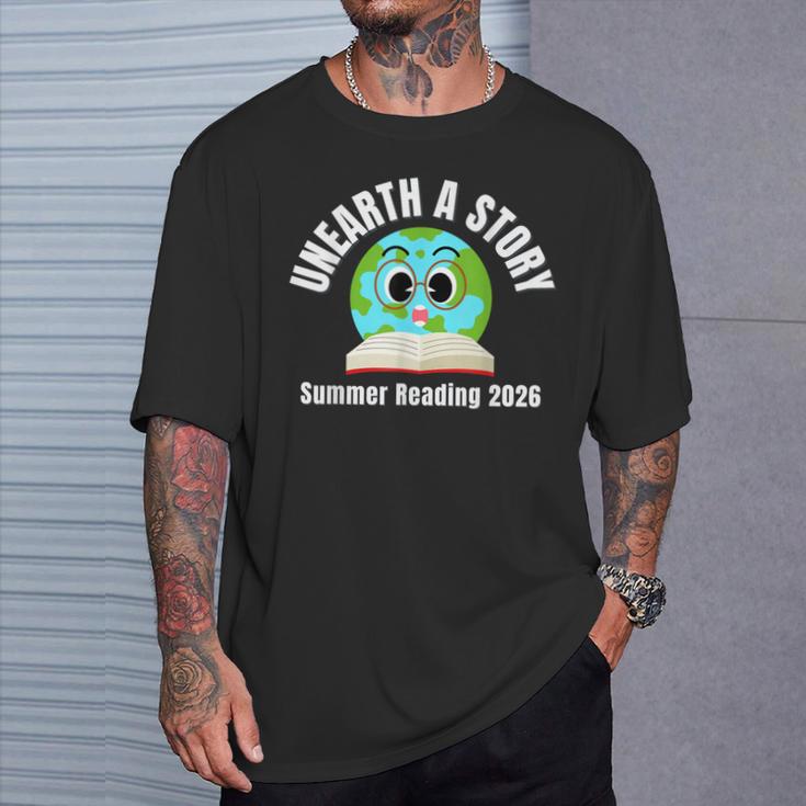 Unearth a Story Summer 2026 Reading Program Earth Read Book T-Shirt Gifts for Him