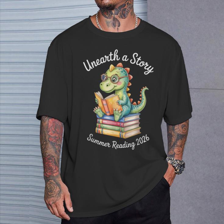 Unearth a Story Summer Reading 2026 Book Lovers Fun T-Shirt Gifts for Him