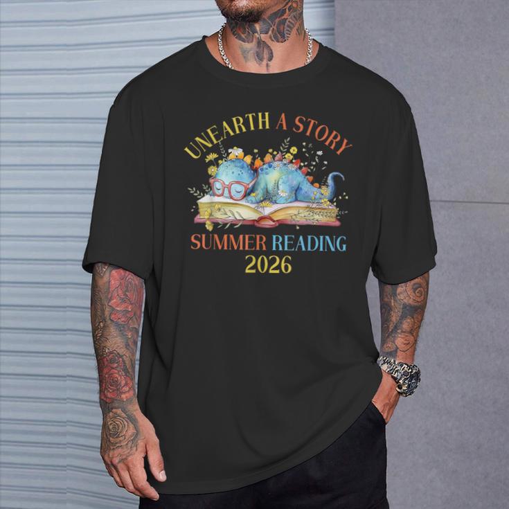 Unearth a Story Summer Reading 2026 Dinosaur Books Dino T-Shirt Gifts for Him Unearth a Story Summer Reading 2026 Dinosaur Books Dino T-Shirt Gifts for Him