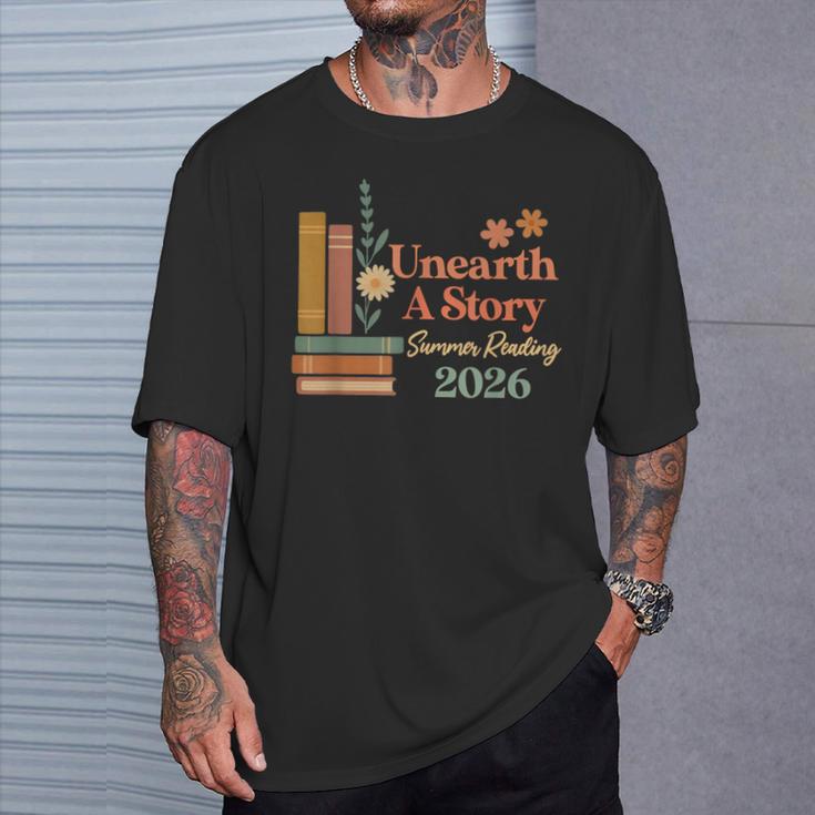Unearth a Story Summer Reading 2026 Library Teachers Book T-Shirt Gifts for Him
