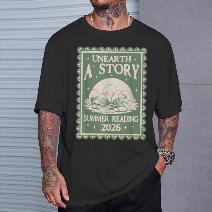 Unearth a Story Summer Reading 2026 Palaeontologists Book T-Shirt Gifts for Him