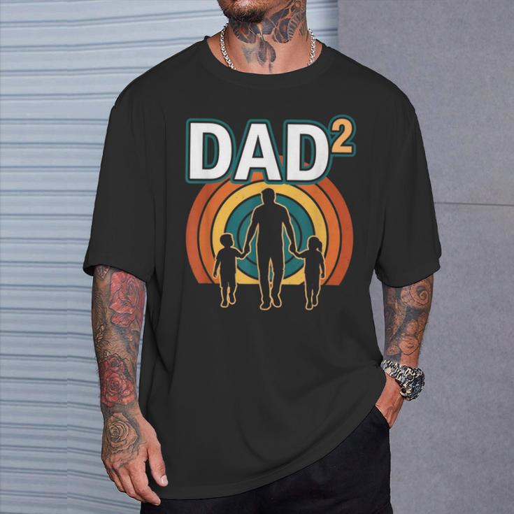 Uomo Dad 2 Papà Di 2 Figli Leggenda Retrò Maglietta Regalos para él