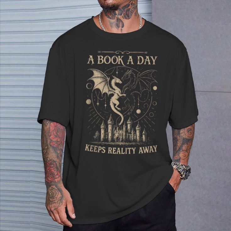 Vintage A Book a Day Keeps Reality Away Spicy Book Readers T-Shirt Gifts for Him