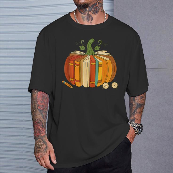 Vintage Book Pumpkin Autumn Fall Librarians Bookworm Teacher T-Shirt Gifts for Him Vintage Book Pumpkin Autumn Fall Librarians Bookworm Teacher T-Shirt Gifts for Him