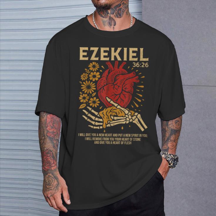 Vintage Ezekiel 36-26 Heart Of Flesh Bible Verse Christian T-Shirt Gifts for Him