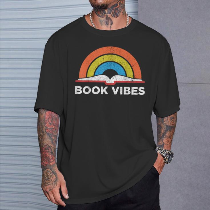 Vintage Retro Book Vibes Rainbow For Reading Lovers T-Shirt Gifts for Him Vintage Retro Book Vibes Rainbow For Reading Lovers T-Shirt Gifts for Him