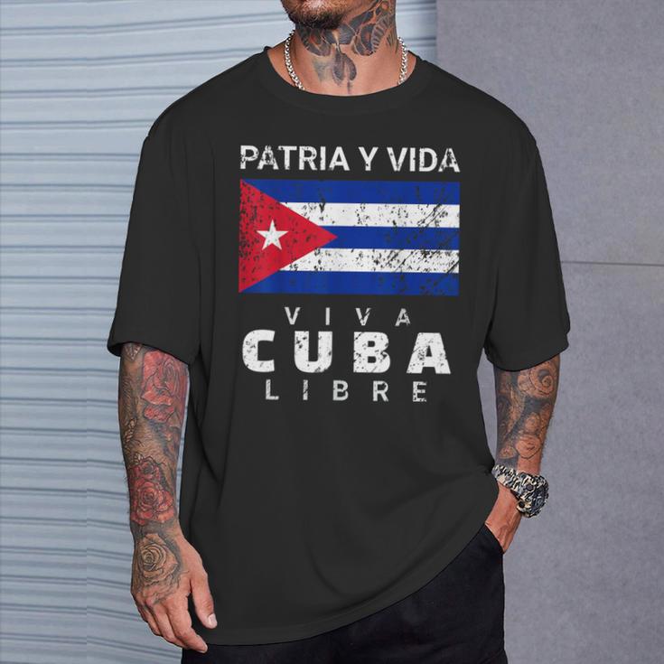 Viva Cuba Libre Patria Yida Bandera Cubana Apenada Camiseta unisex Regalos para él