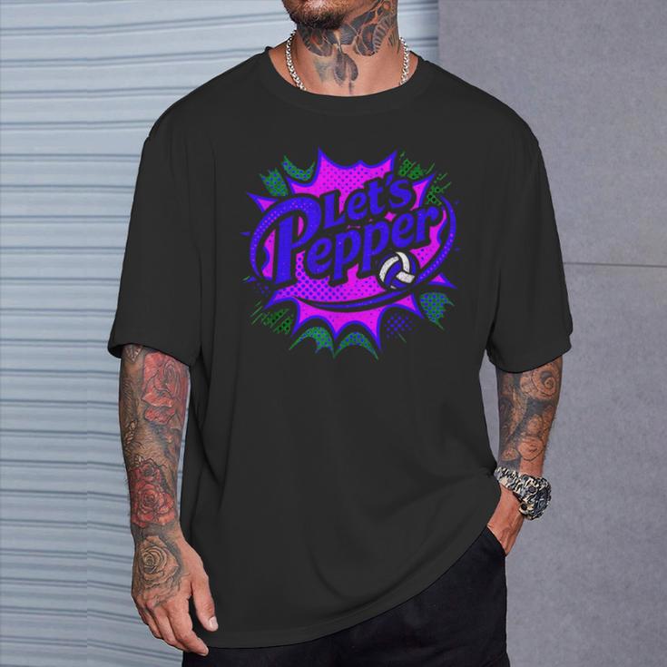 Volleyball Lets Pepper Retro Pop Comic Book Style Player Art T-Shirt Gifts for Him