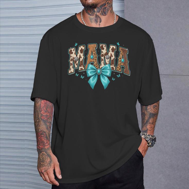 Western Mama Cow Print Leopard Mom Idea T-Shirt Gifts for Him