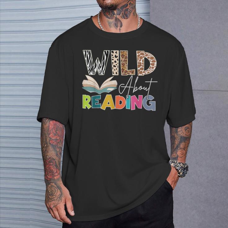 Wild About Reading Reading Books & Bookworm For Book Reader T-Shirt Gifts for Him