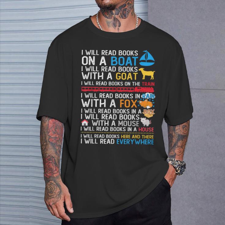 I Will Read Books On A Boat & Everywhere Reading Kids T-Shirt Gifts for Him I Will Read Books On A Boat & Everywhere Reading Kids T-Shirt Gifts for Him