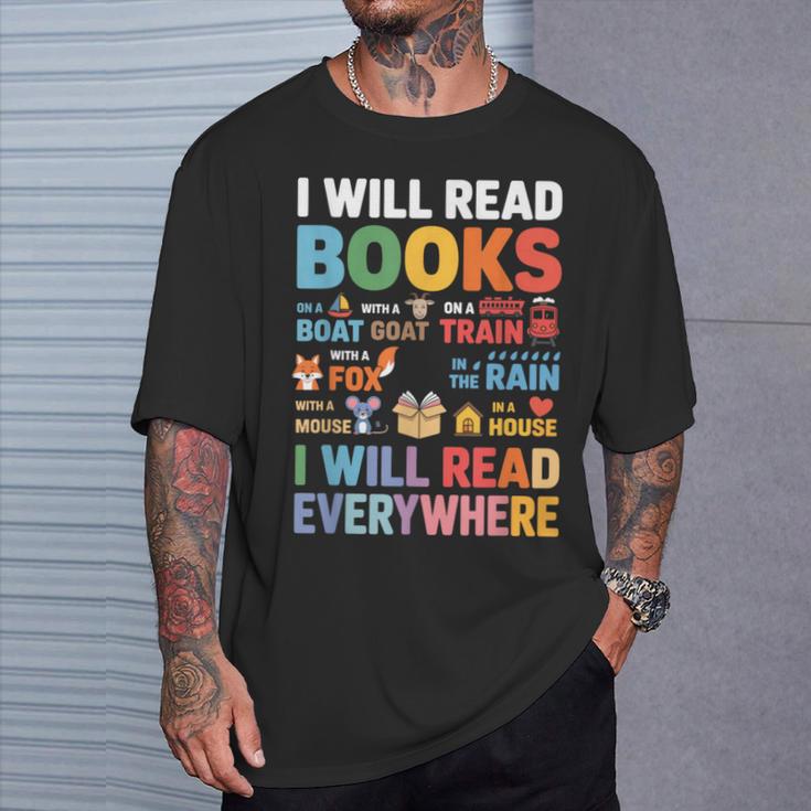 I Will Read Books On A Boat With a Goat On Train Book Lover T-Shirt Gifts for Him I Will Read Books On A Boat With a Goat On Train Book Lover T-Shirt Gifts for Him