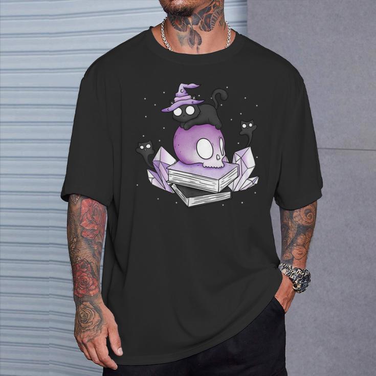 Witch Ghost Cat Skull Magic Books T-Shirt Gifts for Him