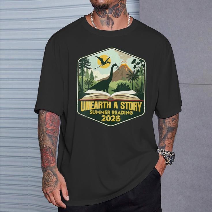 Women's 2026 Summer Reading Unearth a Story Teachers Students Book T-Shirt Gifts for Him