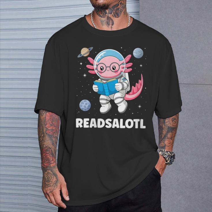 Women's Axolotl Books Readsalotl Reading Bookworm Boys Girls Kids T-Shirt Gifts for Him