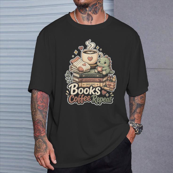 Women's Books Coffee Repeat Cute Reading Lover T-Shirt Gifts for Him