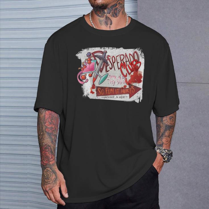 Women's DCC The Desperado Club So Fun It Hurts Graffiti Sign Book T-Shirt Gifts for Him Women's DCC The Desperado Club So Fun It Hurts Graffiti Sign Book T-Shirt Gifts for Him