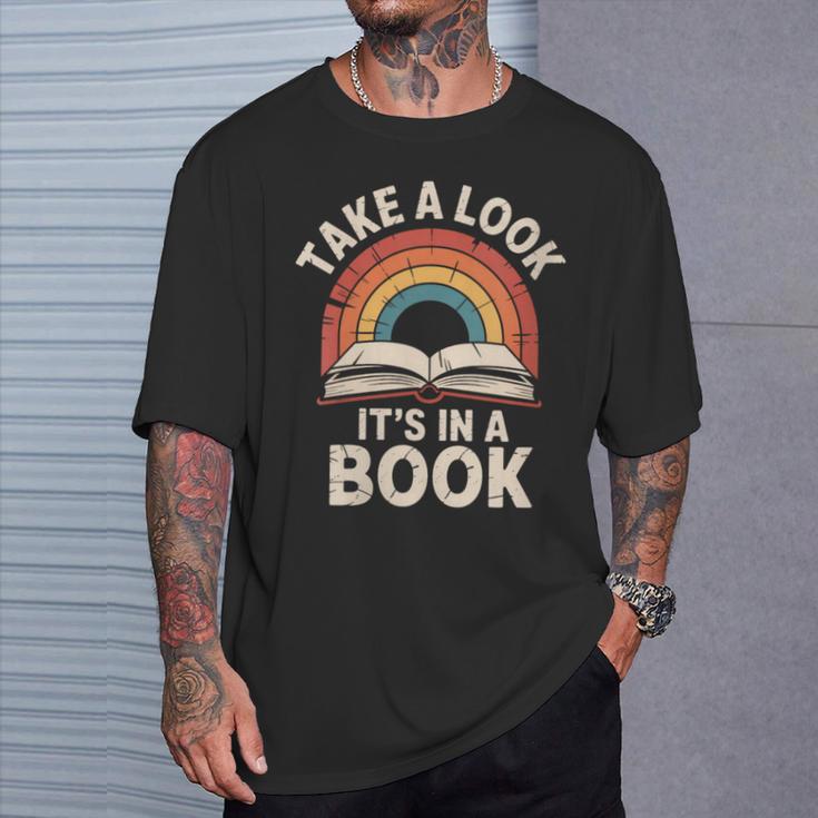 Women's Take A Look Its In A Book Reading T-Shirt Gifts for Him